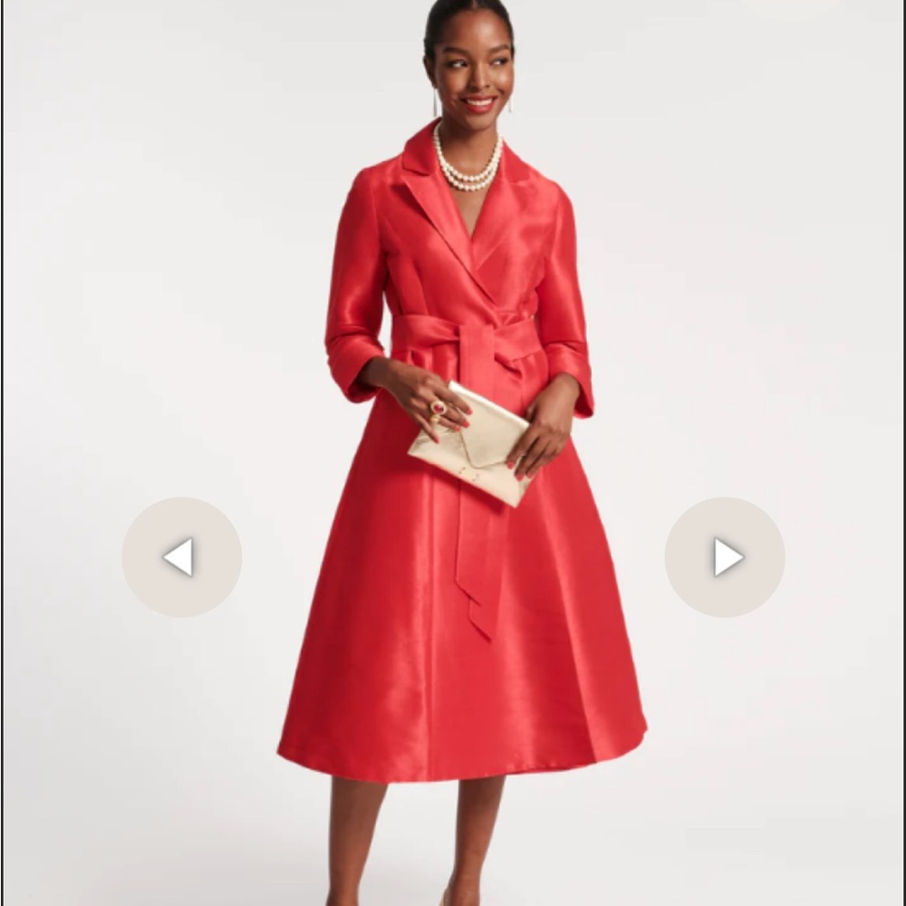 NEW Frances Valentine Lucille shantung red dupioni wrap dress Medium M NWT